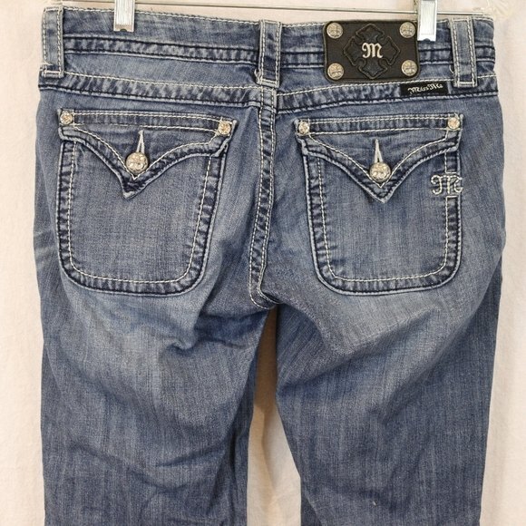 Miss Me Wide Leg Mid Rise Bling Jeans 27 JPS5148-2 MK14 Y2K Vintage Style - Picture 8 of 14